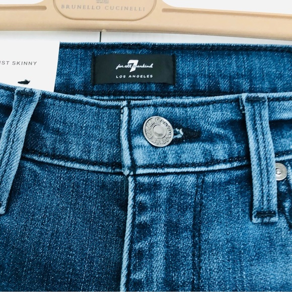 7 for all mankind the high waist skinny jeans blue 28 - Picture 3 of 10